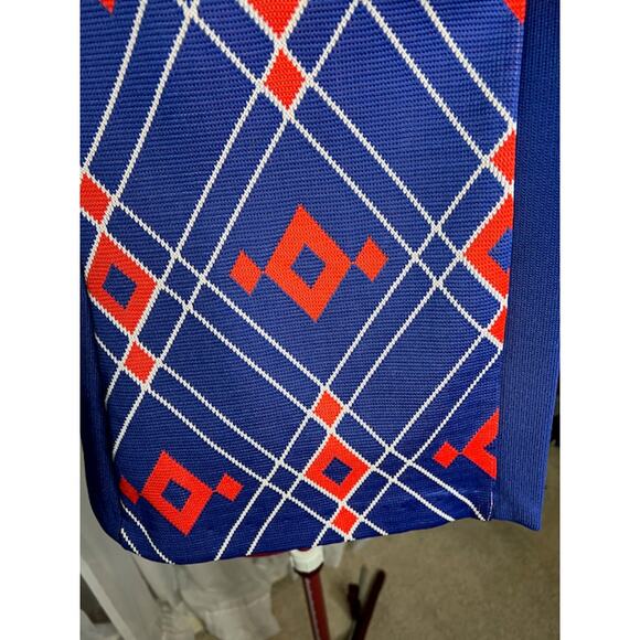 60s vest mod geometric double knit polyester blue red white - Picture 2 of 11